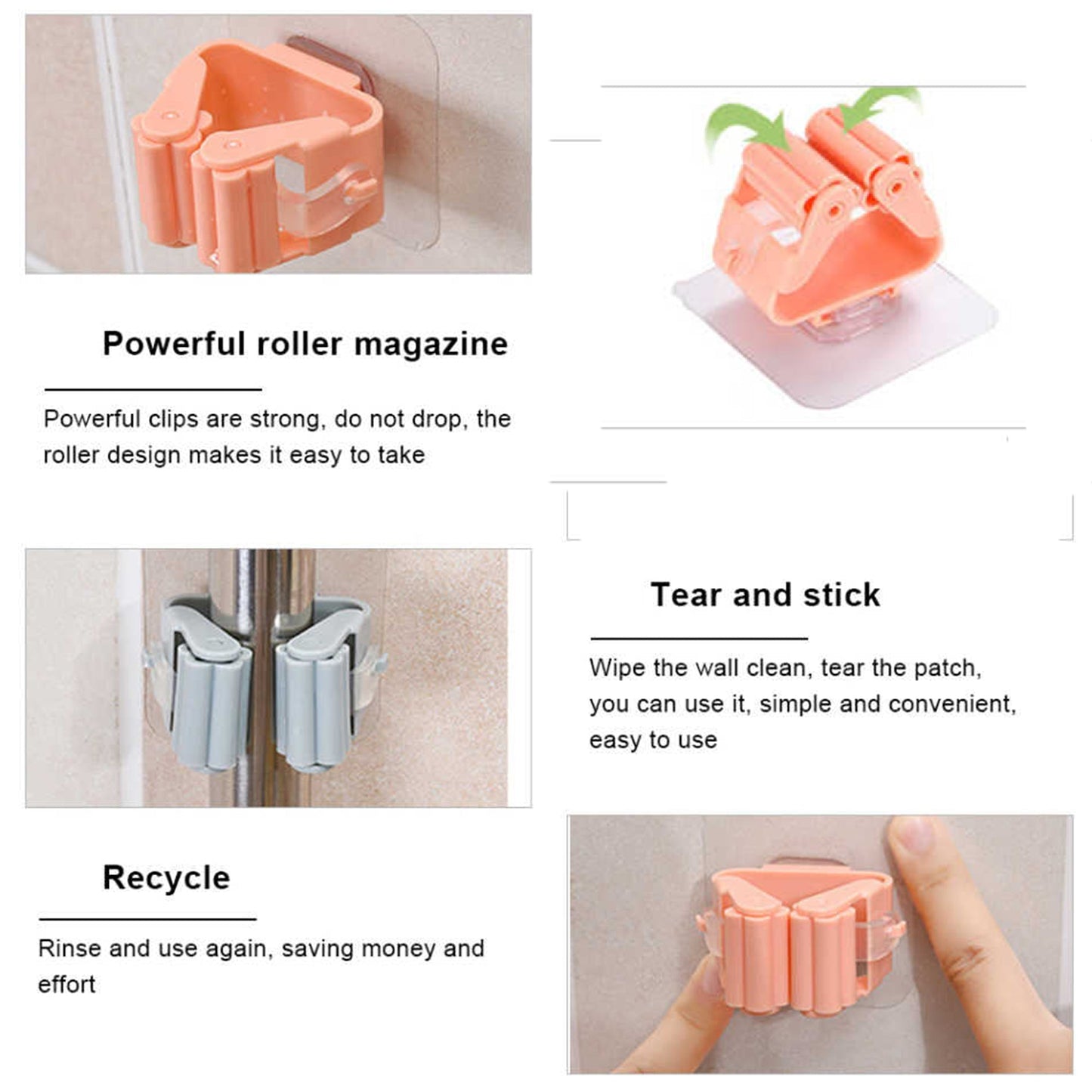 Sticker Series Self Adhesive Mop and Broom Holder