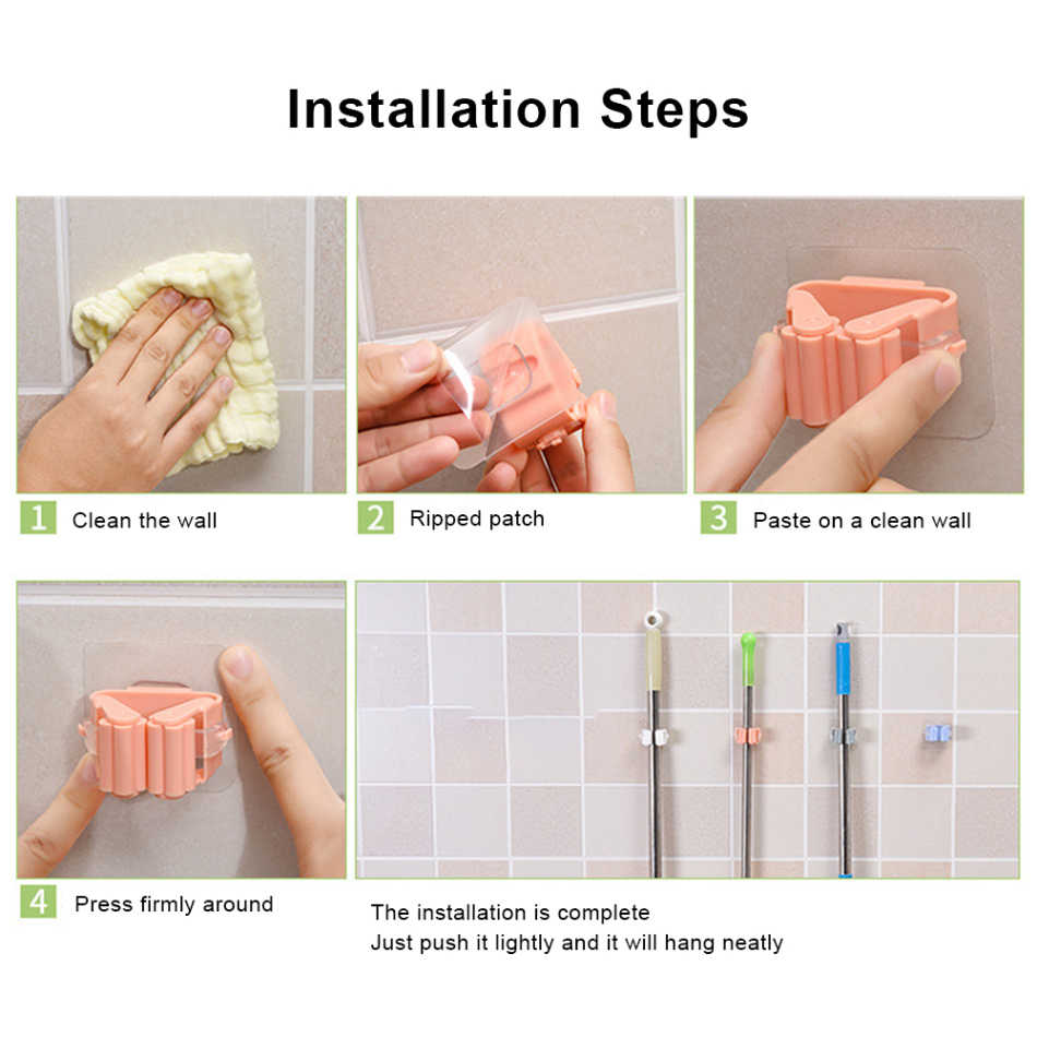 Sticker Series Self Adhesive Mop and Broom Holder